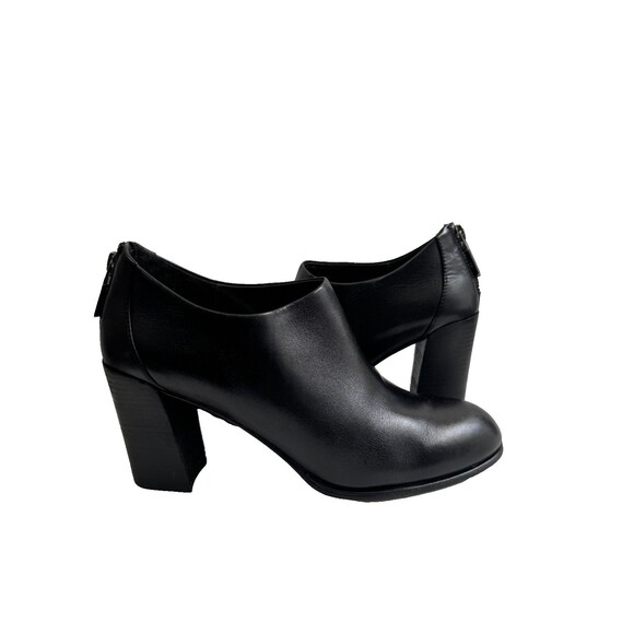 Eileen Fisher Women Ankle Booties black leather heels back zipper Size 9 - Picture 2 of 12